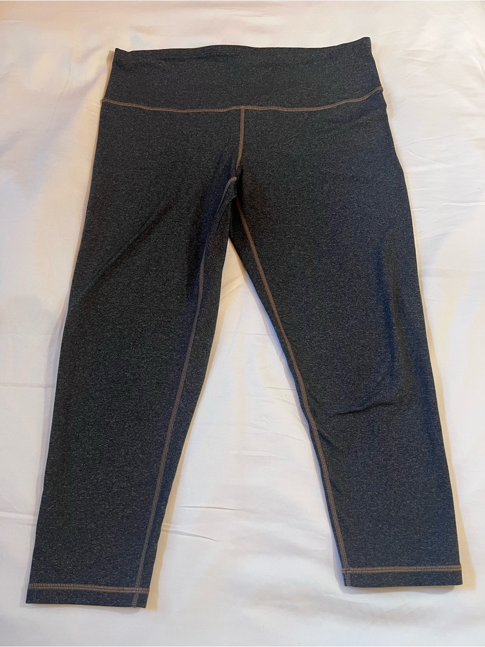 prAna Charcoal Gray Heathered Cropped Yoga Leggings - Size Large